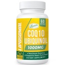 1000mg Liposomal CoQ10 软胶 更好吸收 CoQ10 Ubiquinol 补充 QQ心功能和能量生产 QQ 活性抗氧化剂形式 Vegan Coenzyme Q10 QQ 非GMO 60 软胶