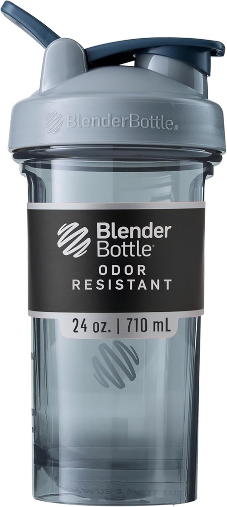 BlenderBottle Shaker Bottle Pro 系列 完美地用于蛋白质摇摆和前期工作,24 Ounce,全彩灰色
