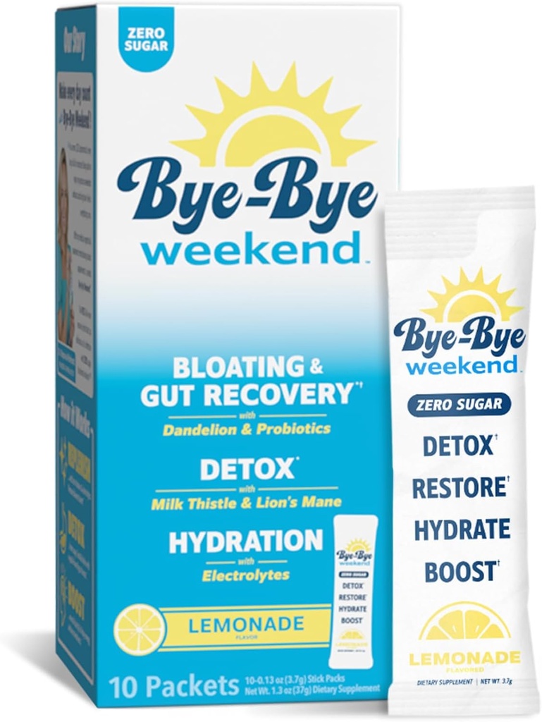 Detox drink Mix w/Electrolytes - for Bloating, recovery, Fatigue, Brain Fog - 抗生素,狮子的马恩,牛奶的硝酸盐 - 零糖柠檬汁 - 10 pack