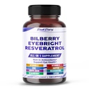Bilberry Eyebright Astaxanthin Elderberry Resveratrol 补充剂 - 富含抗氧化剂和支持眼部健康 - 美国制造 - 150卡普尔