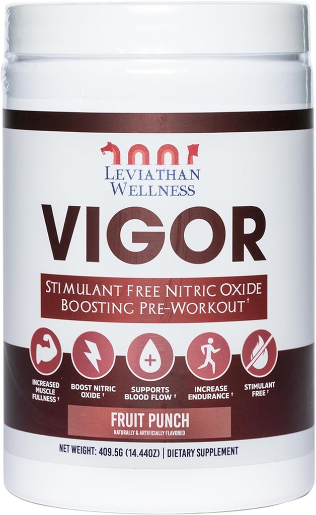 Vigor - 兴奋剂-无硝基氧化物 工作前粉 → L-Citrulline (5000mg), Malic Acid (2000mg), GlycerPump (1500mg) → 30 services, 13.86g each → in the USA