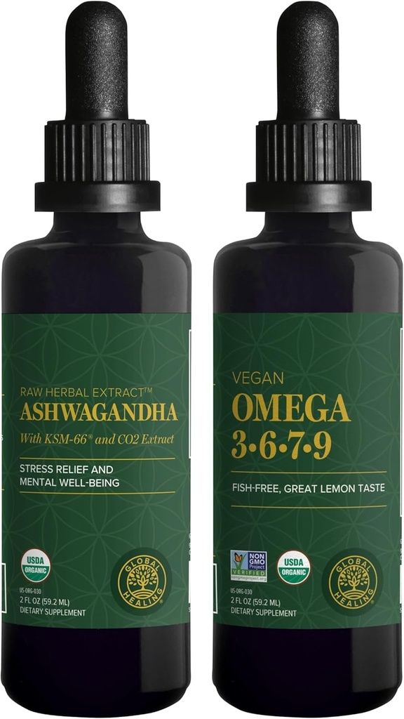 全球治疗中心 Ashwagandha & Omega 3 6 7 9 Kit - 帮助神经、脑健康、心脏健康和眼科健康