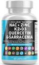 NAC 补充 N- Acetyl Cysteine 维生素 D3 K2 锌 Quercetin Sarracenia Purpurea Imune 支持 | 长老莓 圣贝贝 Propolis Bromelain L-Lysine Capsules 补充 供成年女性使用的