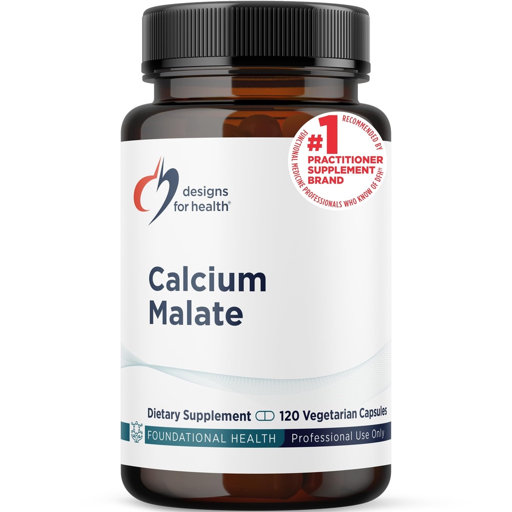 Malate健康钙-500mg 钙-Mlate Chelate +维生素D(D3)Bone 支持女性+男性-非GMO(120卡普尔)的设计.