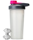 Pen Shaker Bottles先生,蛋白质混合剂-28 oz,灰和粉色蛋白质摇摆剂,带电线威斯克球