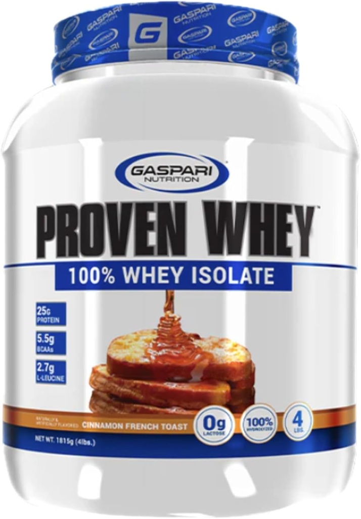 Gaspari营养 证明Whey,100%水解 Whei 隔离,高蛋白,无乳糖,低碳水化合物和低糖(4磅,肉桂法式土司)