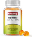 NAC Gummies Sugar Free, N Acetyl Cysteine NAC Supplement 1000mg for Antioxidants, Lung & Liver Health, Immune Support, Vegan Orange Flavor,60ct