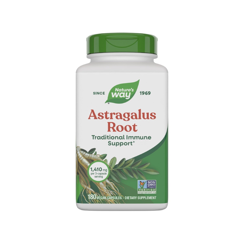 Natural's Way Astragalus Root,传统免疫支持*,每3个Capsule服务,1,410毫克,非GMO项目验证,Vegan 180 Capsules(包装 May Vary)