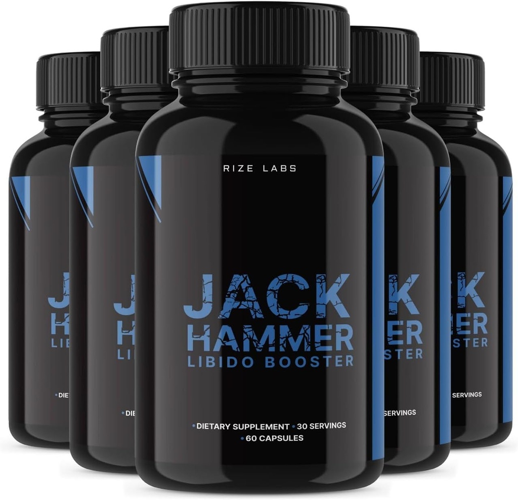 rize 实验室 (5 Pack) Jack Hammer Libido Booster for Men, Jack Hammer Libido Booster 补充, Jack Hammer Libido Powerful All Natural Production 改进性能, 评论 (300 Capsules)