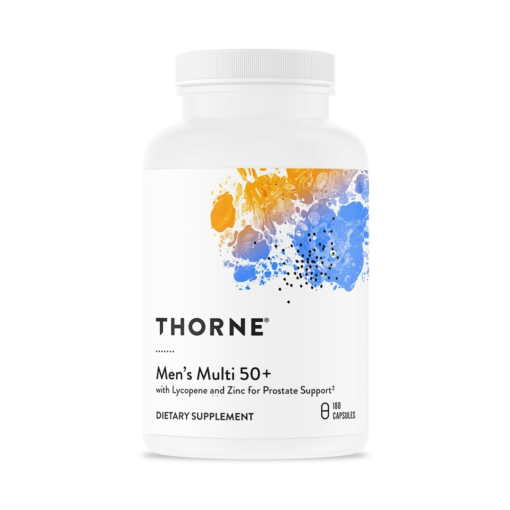 THORNE - 男性的Multi 50+ - 含有维生素A, B6, B12, C, D, E, Zinc & More - 支持心,脑,前列腺,肌肉和免疫健康* - 180 Capsules