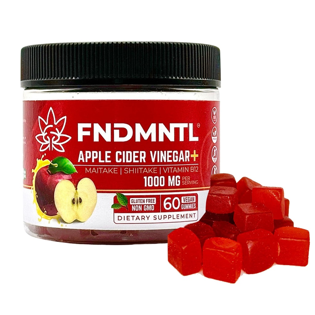 FNDMNTL 苹果苹果 苹果 葡萄酒 葡萄糖 | Maitake, Shitake, 维生素 B12 | 1000 mg | 60 Count | Gelatin-free, Gluten-free, Vegan & Non-GMO