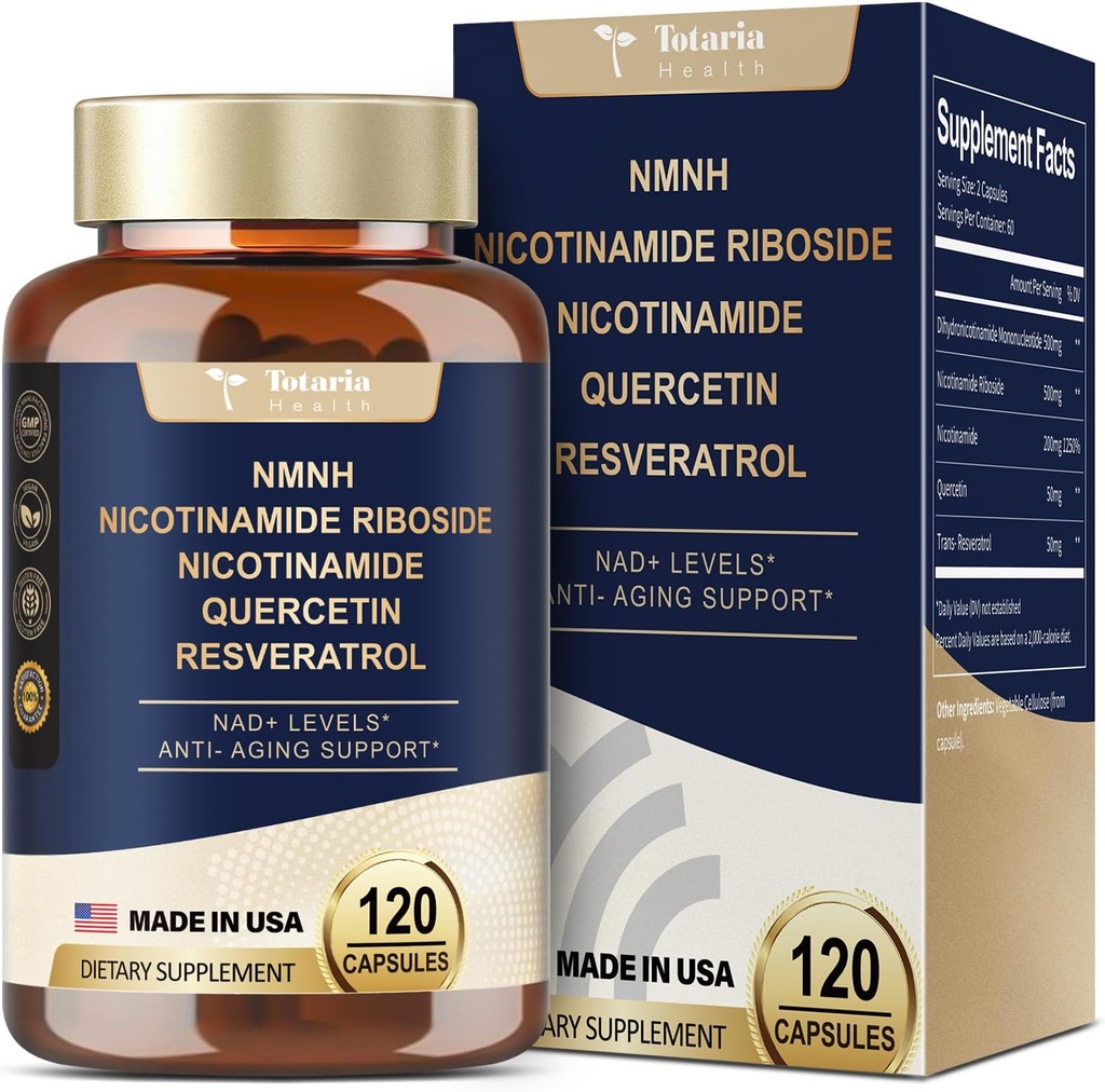 Totaria NMNH(二氢亚硝基甲酸单核苷酸),NMNH Supplement w/Niacinamide(维生素B3),Ultimate NAD+ 具有 500 mg NMNH 的级助推器