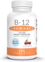Maurittes 天然维生素B-12 甲基Cobalamin 1000mcg - 100 可切食樱桃片 - 副语言 B 12 能源支持补充 - Gelatin Free