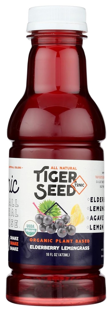 长莓柠檬草 - 虎籽 - 植物基水力学和免疫支持 - 16 FL OZ瓶(Pack of 9) 有机,Vegan,Kosher,低Sugar
