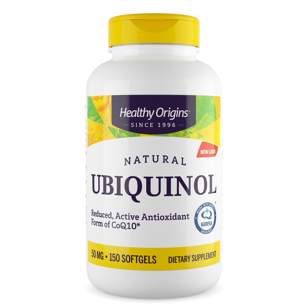 健康原产地 Ubiquinol(主动形式CoQ10),50毫克 - Ubiquinol 心脏健康和抗氧化剂支持补充剂 - Gluten-free & Non-GMO 补充剂 - 150软胶