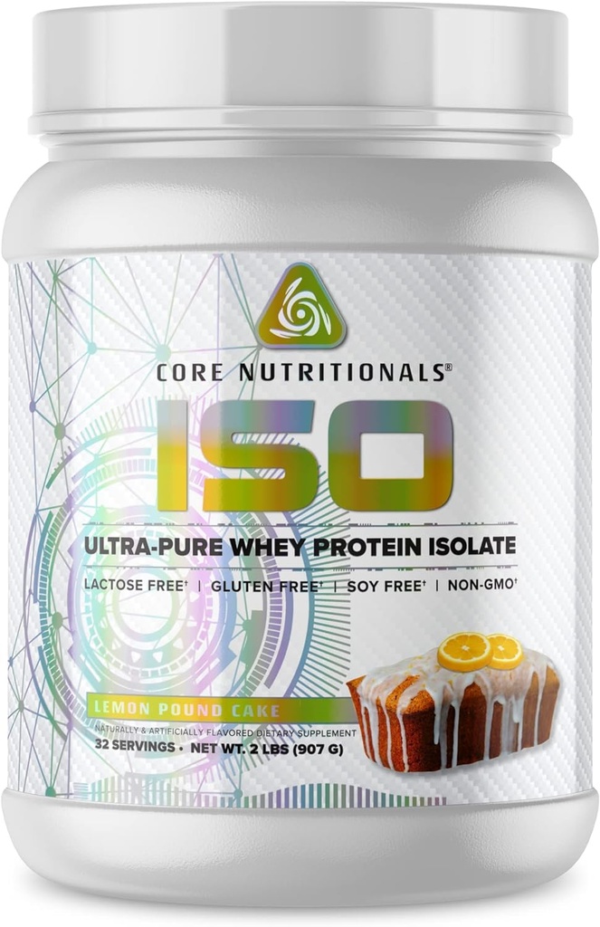 核心营养素 Iso Whey蛋白 蛋白 孤立 QQ 乳糖 Gluten, & Soy Free 100% 微过滤 冷压 25g 蛋白 → 2 磅(莱蒙 磅蛋糕)