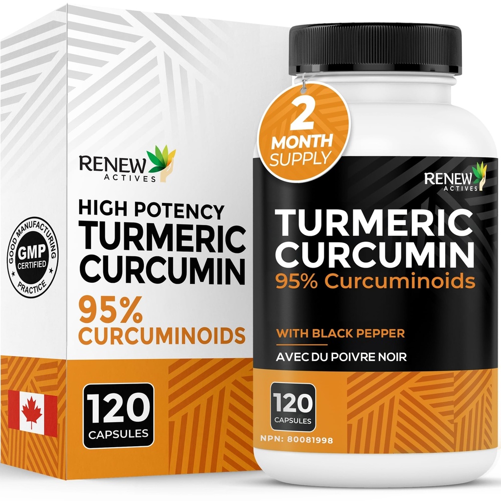 更新带有黑辣椒的Turmeric Curcumin – 600MG Turmeric Root, 100MG Curcuminoids 每2个卡普尔 – 支持文摘,肝脏健康,联合救济和流动 – 加拿大制造 – 120 Capsules
