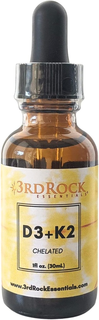 3rd Rock Business Vitamins D3 K2 → Chelated Liquid Vitamin 补充剂 D3 → 维生素 K2 → 支持钙吸收 强骨 健康心脏 → 维根 → 格吕滕 自由 → 1 Fl Oz