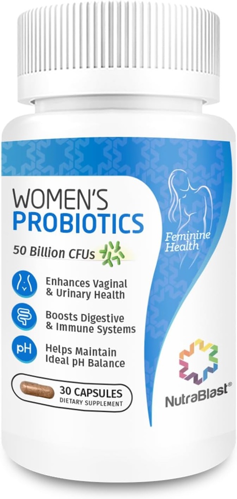 妇女消化、亲密平衡、UT和阴道保健的 NutraBlast Vaginal Probiotics - 50亿 CMU - 6 Strains, Prebiotics, Cranberry Extract & D Mannose - Womens Probiotic(30个计数)