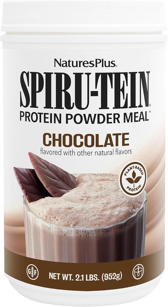 NatusPlus SPIRU-TEIN,巧克力 - 2.1 lb,包装 2 - 植物蛋白摇晃 - 非GMO,蔬菜,Gluten Free - 68 总服务量