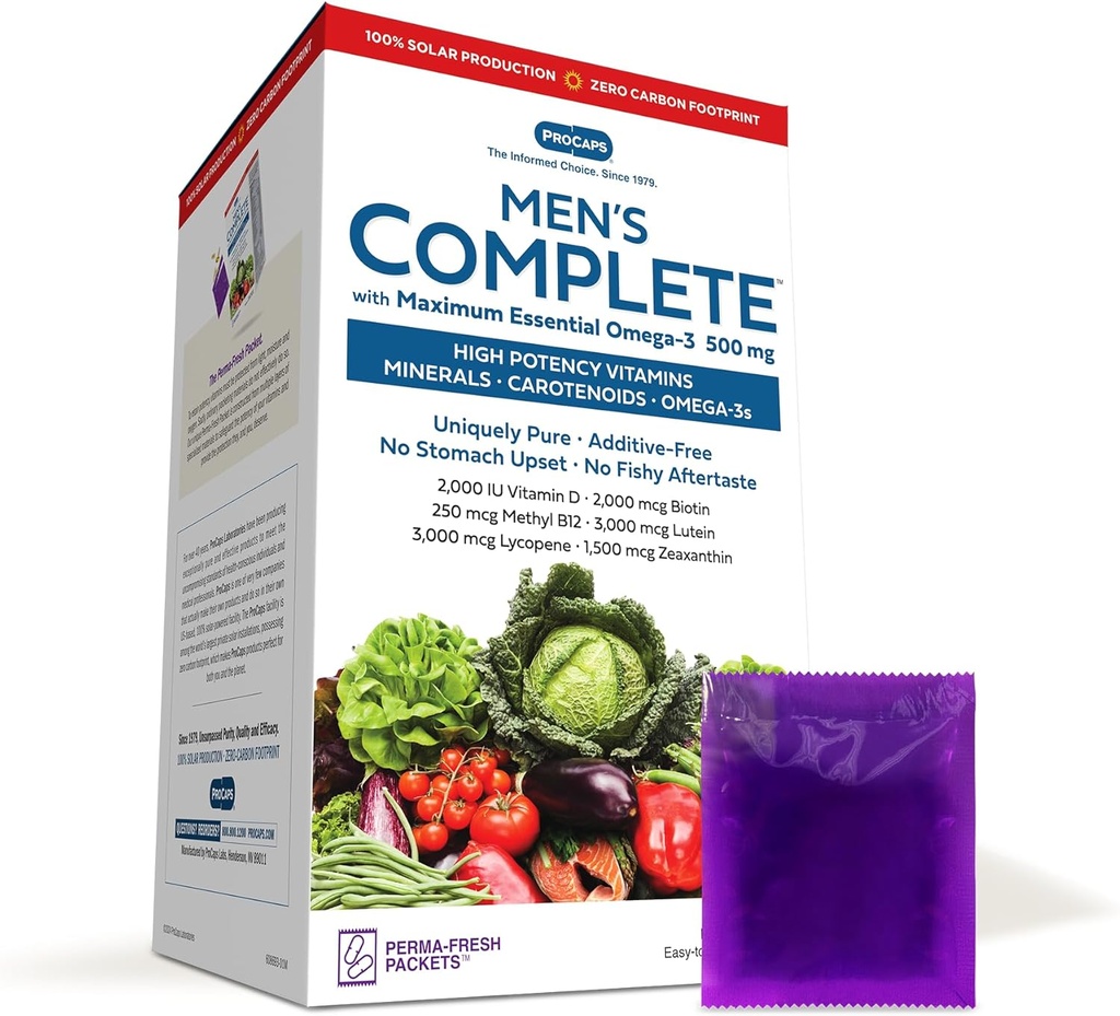 ANDREW LessMAN 多维他明- Men 完成 最大基本 Omega-3 500 mg 30 packets - 30+ 所有营养物的高Potents, 基本维生素, 矿物, Carotinoids. 无附加