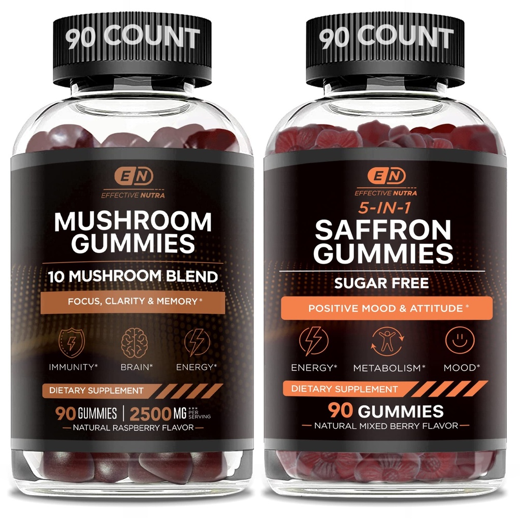 有效 NUTRA 蘑菇 Gummys & Saffron Gummys
