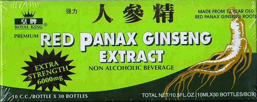 皇家国王红帕纳克斯·金森(Red Panax Ginseng) 摘录 6000mg 10c.c./bottle X 30(Pack of 4)