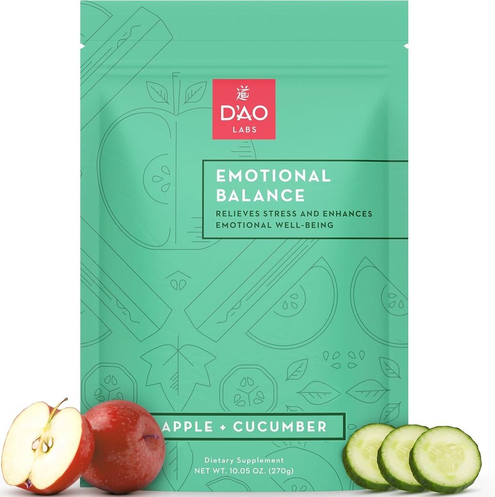 D'AO实验室情感平衡 - 情感平衡粉 - 冷静与应激救济 - 配有苹果-瓜瓜火药的Effervescent粉 - 小姚桑 中国传统草药 - 30个人服务