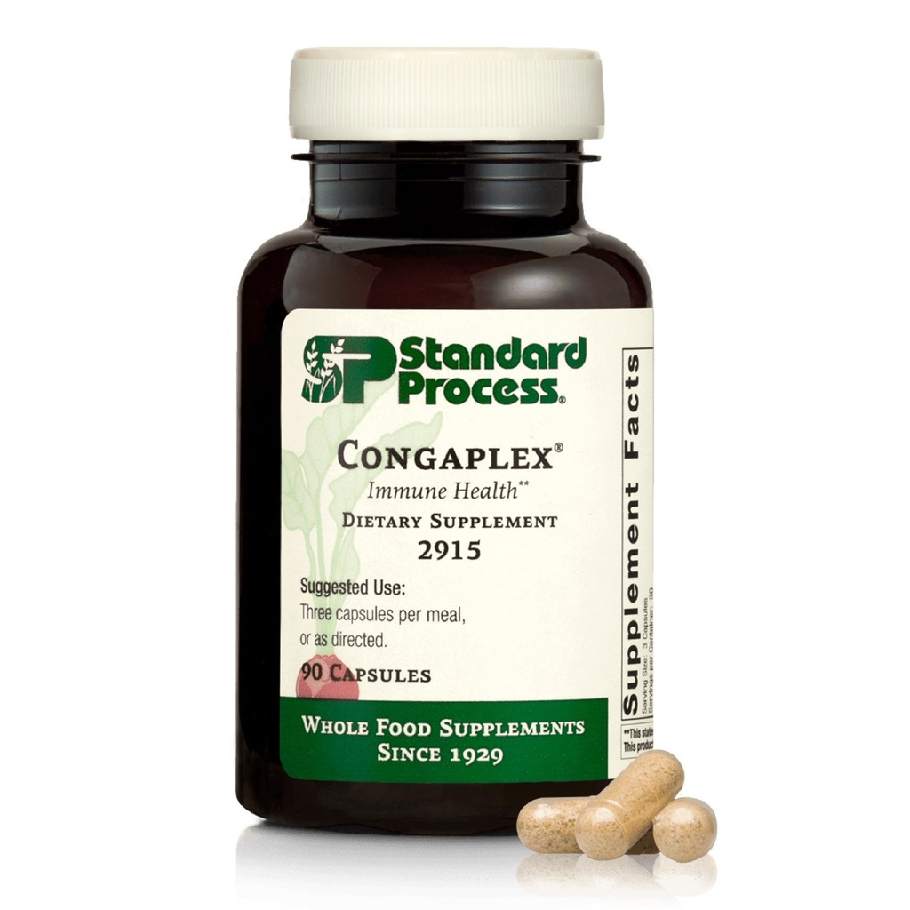 标准工艺公司 Congaplex、Thymus Gland支助补编、用乳酸钙、镁、维生素C和维生素A支助免疫健康、用蘑菇粉协助免疫系统-90个卡普尔