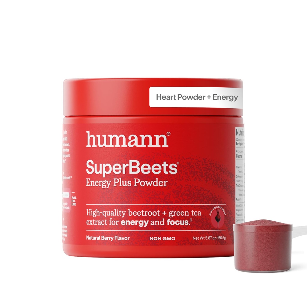HumanN Super Beets Energy Plus with Grape种子提取器 - 甜菜根粉,绿茶提取器,咖啡因,维生素C,Non-GMO, 5.87oz