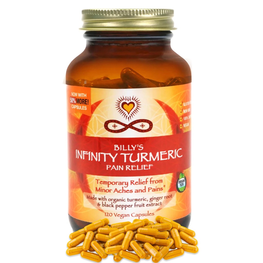 Infinity Turmeric Capsules, 高概率曲霉素补充剂, USDA 认证有机物补充剂 黑辣椒和姜, Raw, Vegan Gluten Free