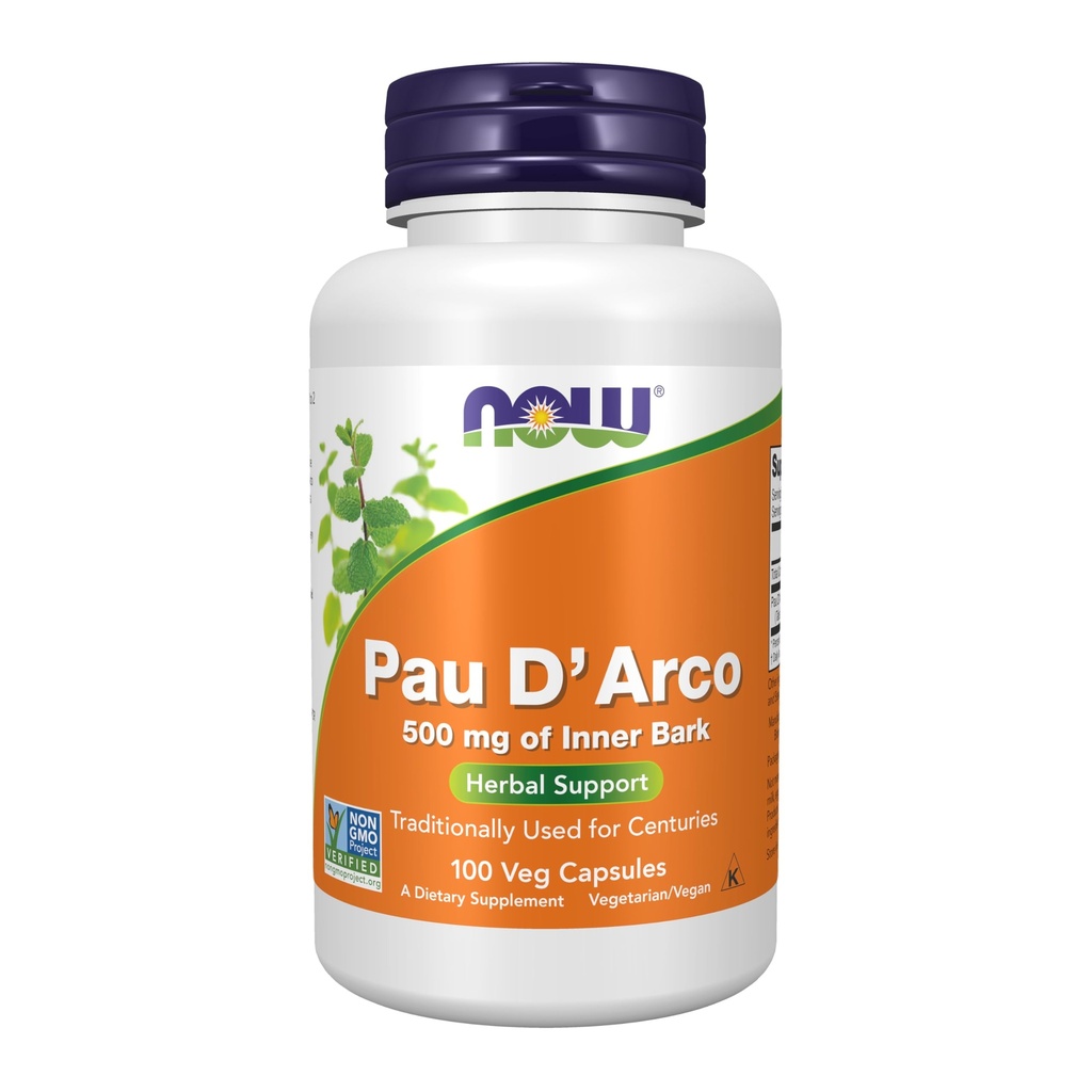 现在食品补充品,Pau D'Arco(Tabebuia VIIphylla)500毫克,草药支持,100Veg Capsules