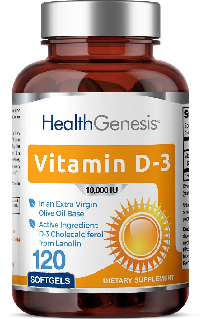 维生素D-3 1000 IU 120 Softgels -- -- 特产橄榄油的高度耐用性 -- -- 非GMO无豆支持强骨质免疫健康