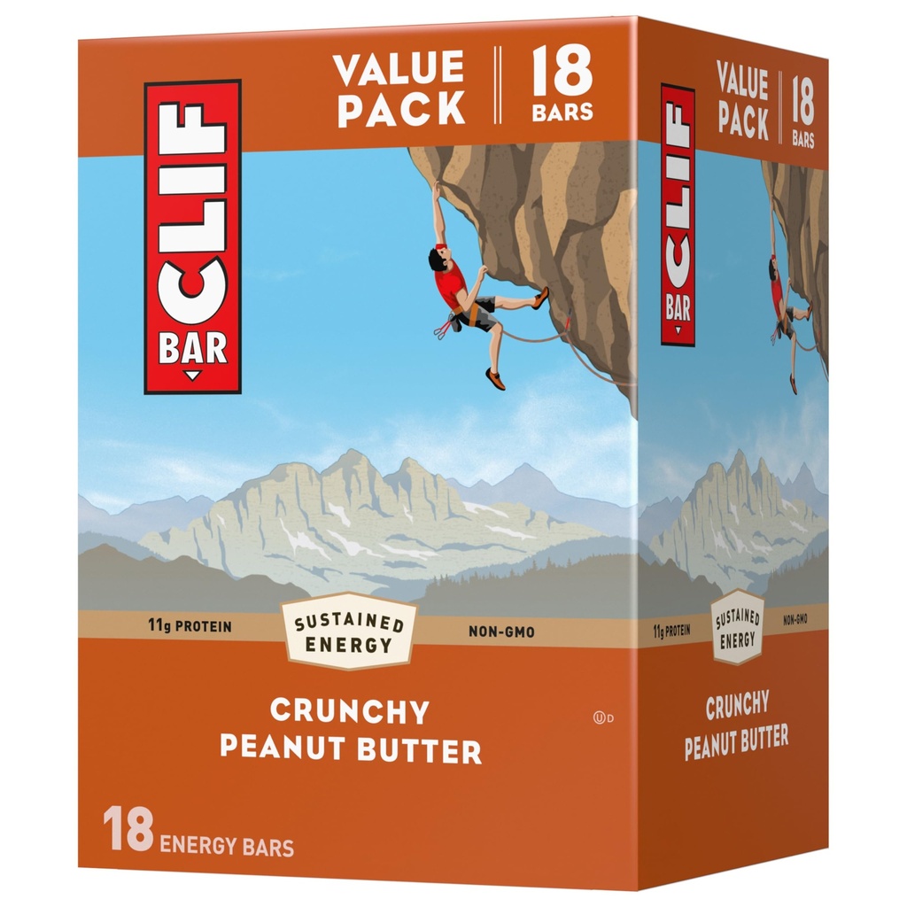 CLIF BAR - Crunchy 花生酱 - 用有机 Oats制成 - 11g 蛋白质 - 非GMO - 植物基 - 能量棒 - 2.4 oz. (18包)