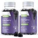 Viteey Sambucus 老年人的草莓果酱 – Elderberry 维生素C和锌类的豁免 – Vegan, Gluten-Free – 120 Counter