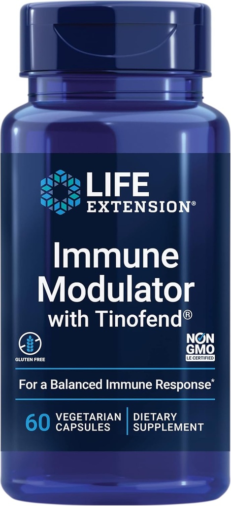 寿命延长 Immune 模块,配有 Tinofend , 强大的 Immune 健康支持, 标准化 Tinospora 植物提取, Gluten- Free, 非 GMO, 蔬菜, 60 Capsules