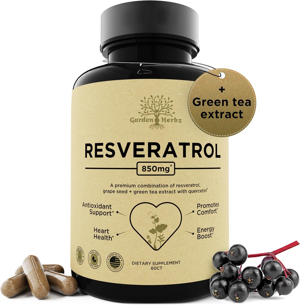 与 Quercetin & Grape 种子 – 850mg 草本植物混合剂、高可能性多酚和一般健康抗氧化剂 – 60 Vegan Capsules