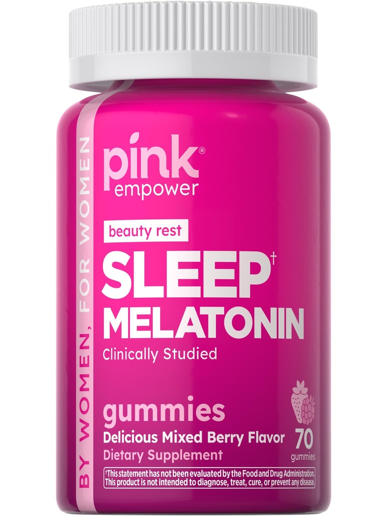 PINK Melatonin Gummys 10 mg 最大potency 混合贝里 Flavor | Vegan, Non-GMO & Gluten 免费补编