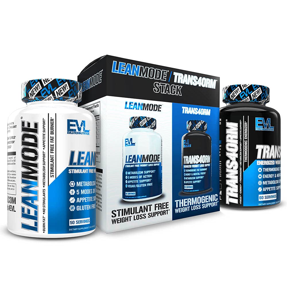 EVL 重量损失支持堆栈 - Trans4orm Thermogenic Fat Burner & 代谢药支持配有绿色咖啡豆提取剂和Forskolin Plus LeanMode 非兴奋剂