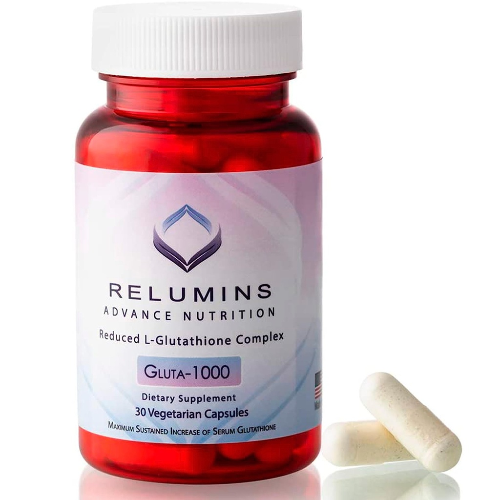 发光剂 高级营养 Gluta 1000 - 减少L-Glutathione、Alpha Lipoic Acid & Rose HIPS、抗氧化剂支持皮肤和整体健康,美国制造 -- -- 30 Capsules(15日供应)