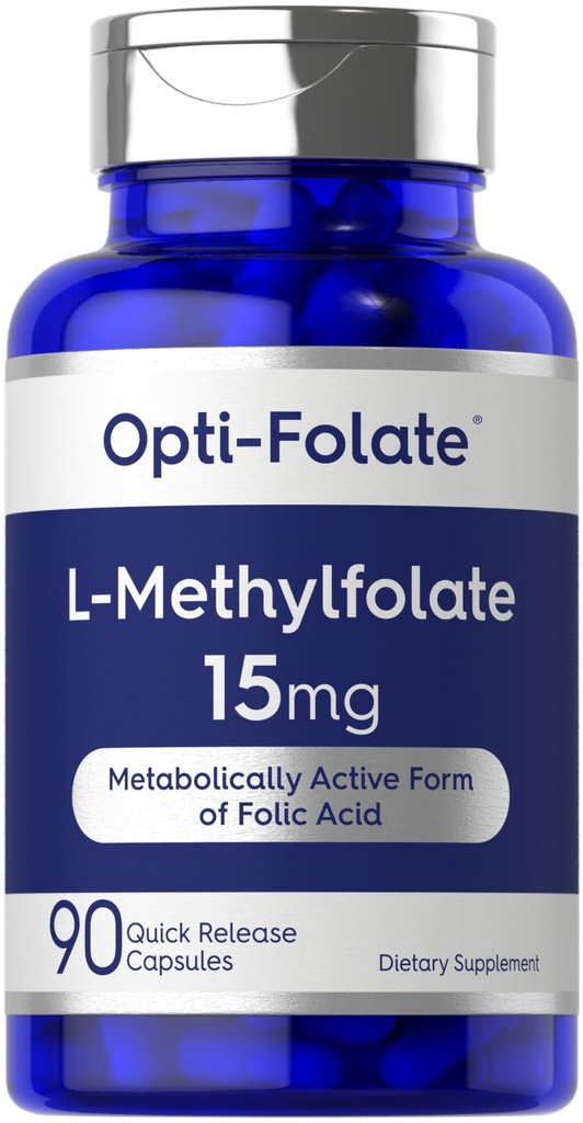 Carlyle L Methylfolate 15mg → 90 Capsules → Max Potency → 优化和激活 → 非GMO, Gluten Free → Methyl Folate, 5-MTHF → 由 Opti-Folate公司制作 →