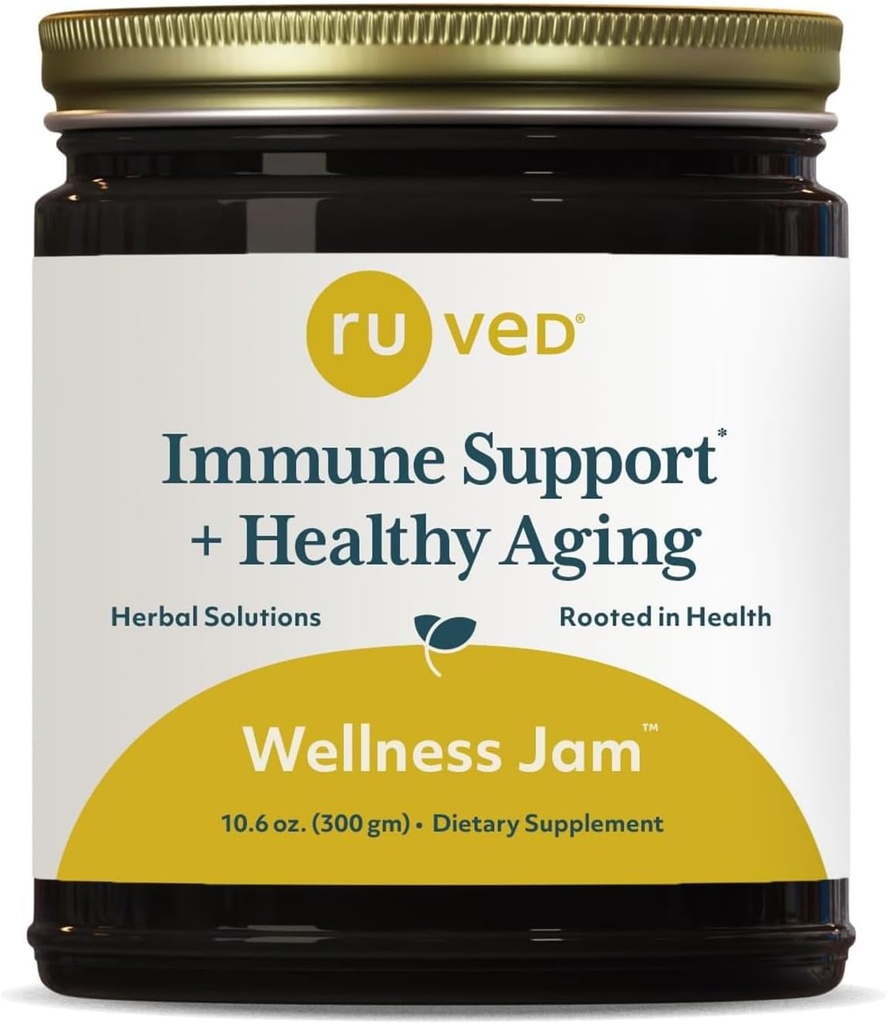 ruved Wellness Jam - Amla Jam with Honey, Chyawanprash for Immune Support & Digestive Health, Ayurvedic Blend with Amla & Ashwagandha - 10.6 oz Jar (1 Count)