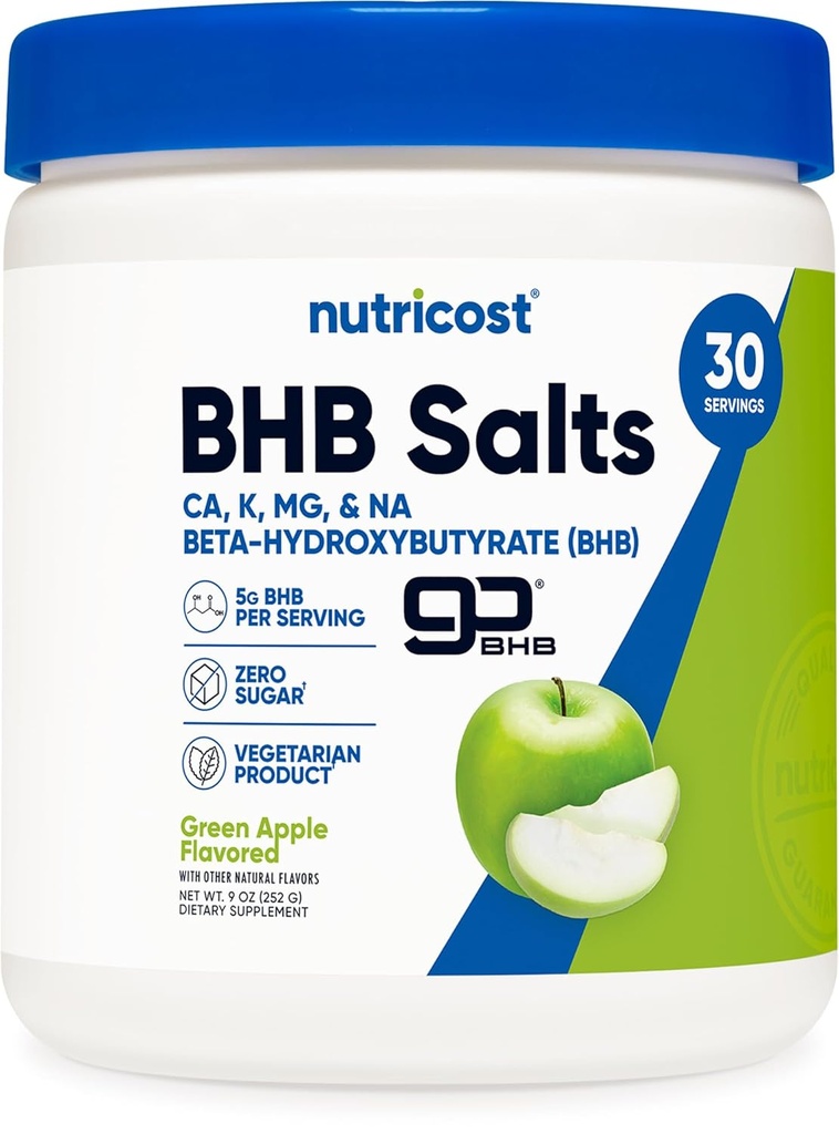 营养成本 BHB 盐饮混合(30种,绿色苹果 Flavored) (5G BHB per Service) - 0G 总糖,蔬菜产品