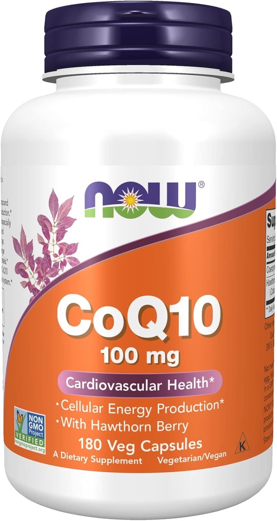 CoQ10 与Hawthorn Berry蔬菜,100毫克,由Now Foods制作