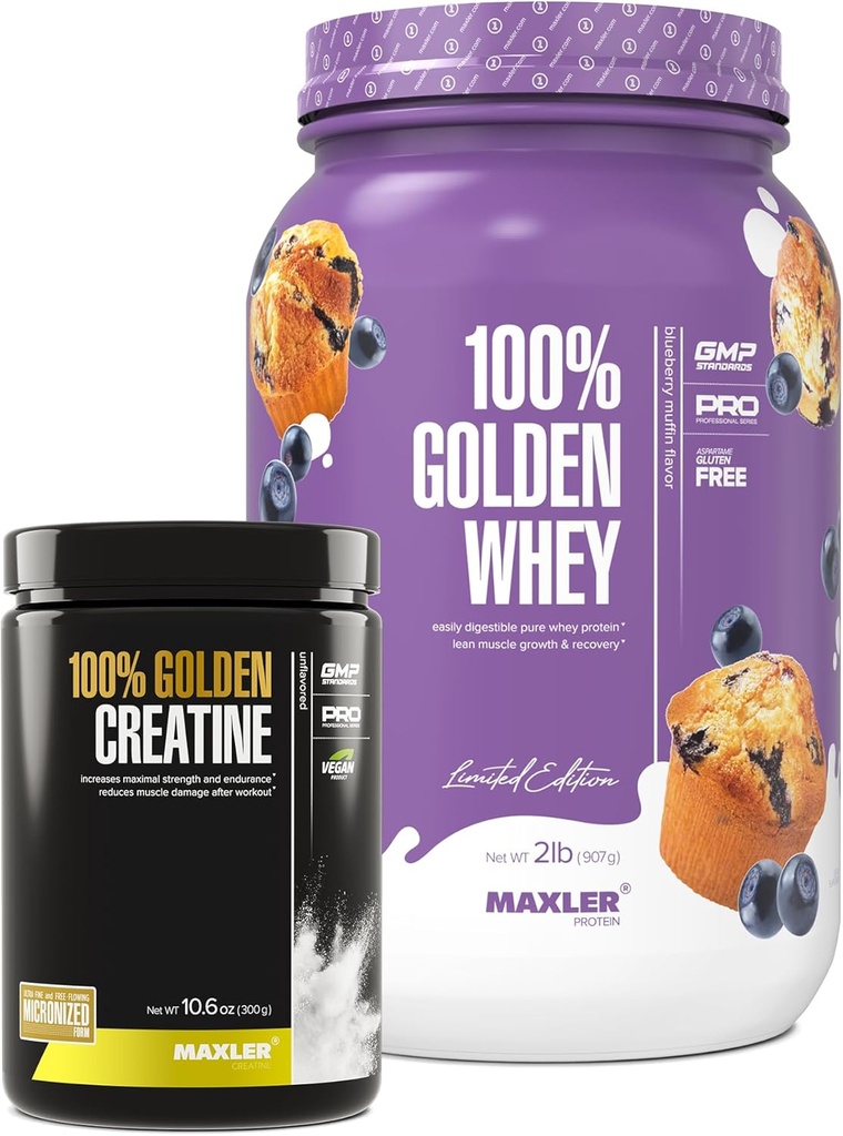 Maxler 100% Golden Whey(蓝莓Muffin 2 lb) & 100% Golden Creatine(未尝有10.6 oz)