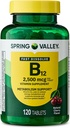 维生素B12 快速溶解药片 饮食补充,2 500 Mcg, Cherry, 120 Counter and Portable Pill 容器(2个项目)
