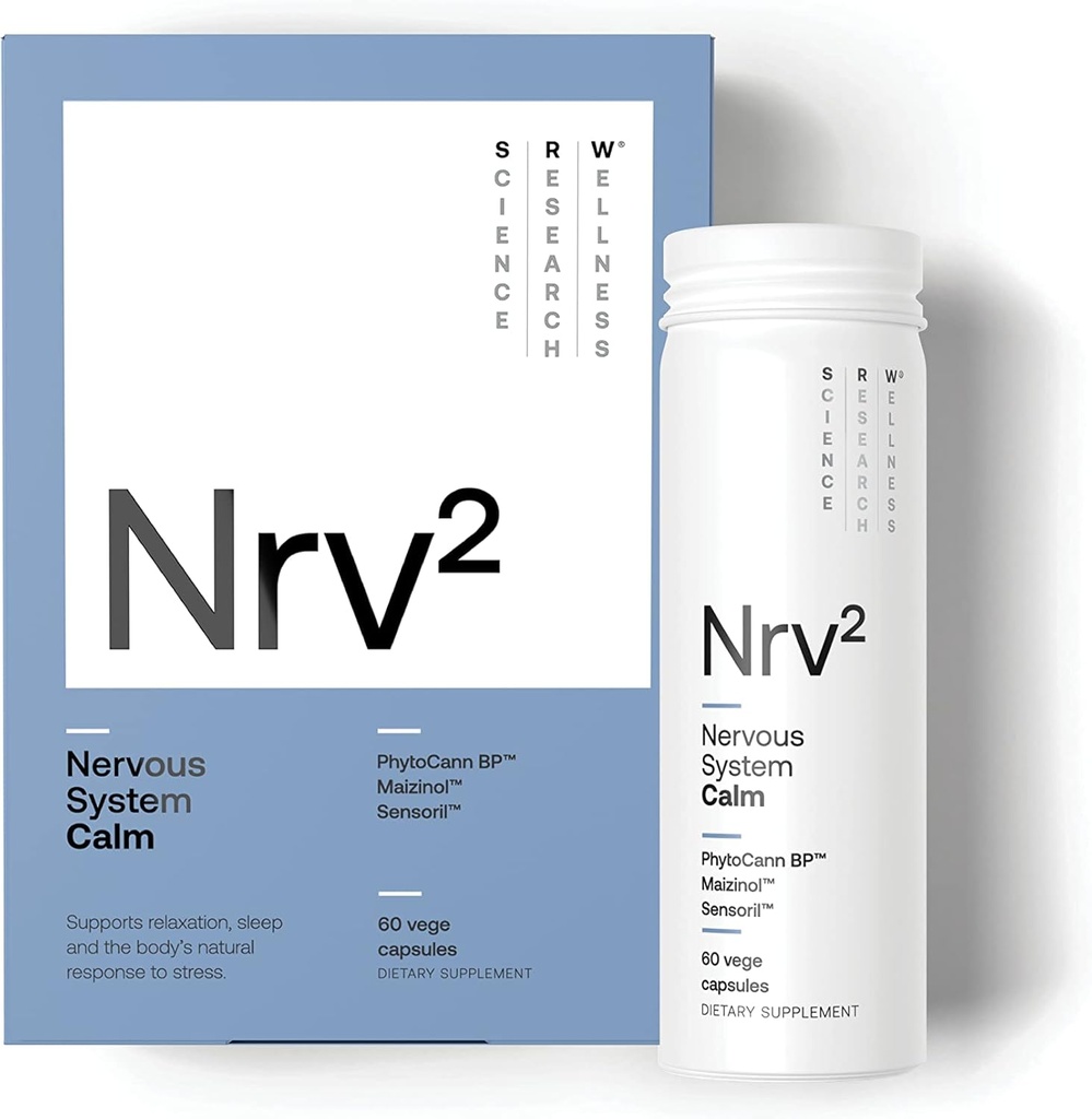 SRW实验室 Nrv2 Calm & Sleep Supplement & Sleep Supplement – 压力救济补充 – 支持神经系统与应激反应,冷静,休息和放松 – 60 Capsules