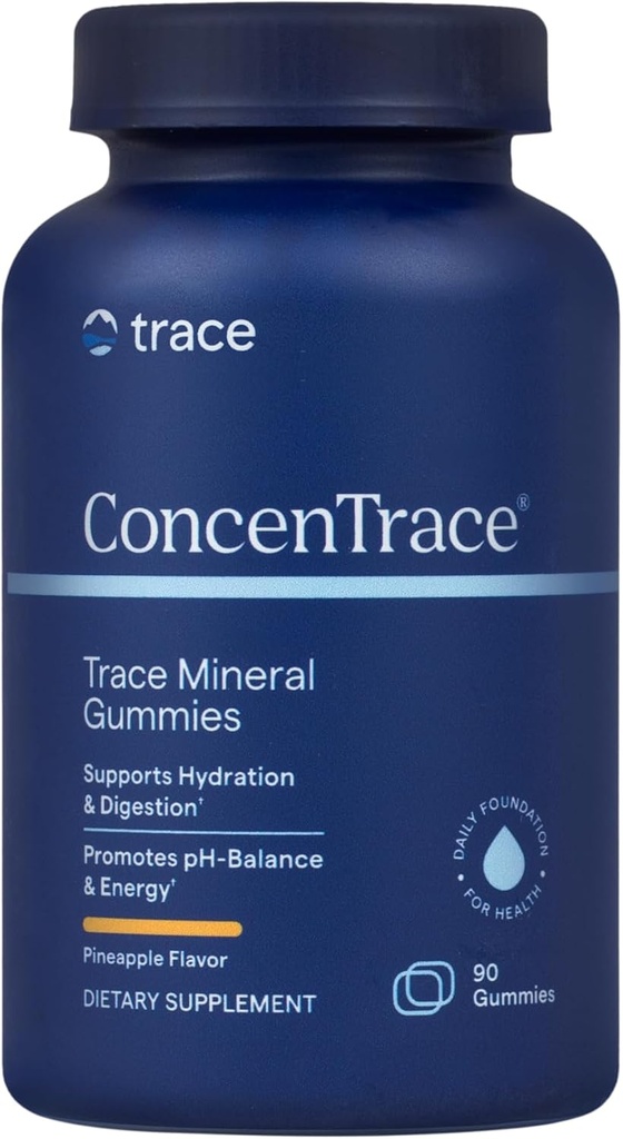 Trace Minerals QQ ConcentTrace Chewmable Gummys Full Spectrum 90 cm 提供能动能量,元磁学和Mood支持 QQ健康关节骨和牙齿 自然菠萝 90 cm