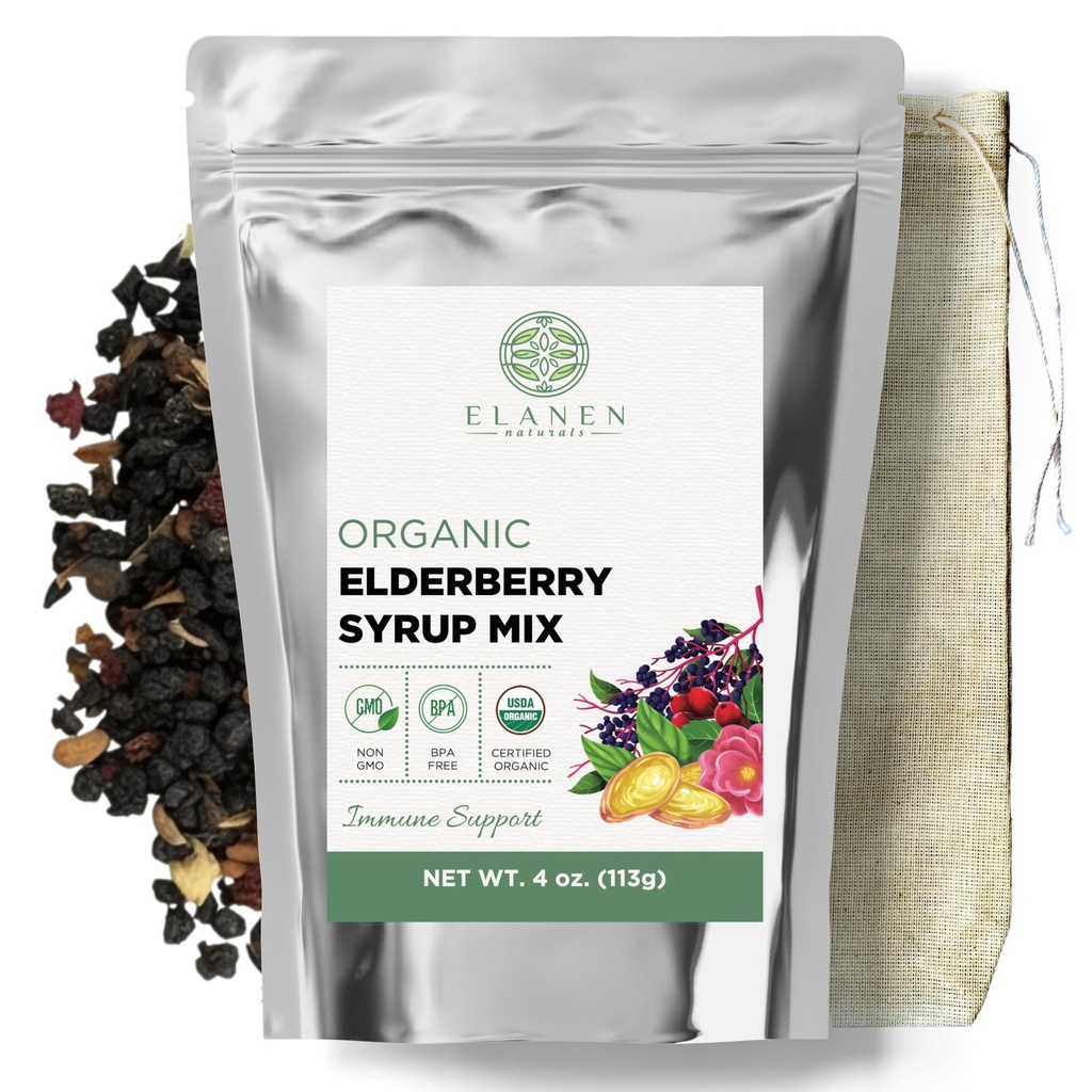 Elanen Naturals Institutionals orderberry Syrup Kit,制造量达24 oz,包括天然棉花酿酒袋、USADA认证有机干草莓和Imune支持草莓,Bulk Kit,4 oz.(113g)