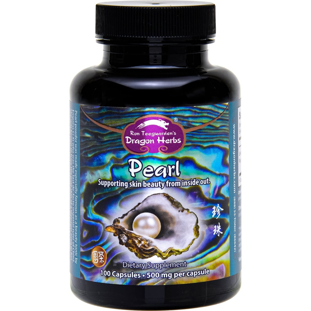 龙药草珍珠粉末-纯珍珠粉末补充剂,用于支持皮肤,眼睛,钉子,美人QQ所有天然成份,非GMO(100卡普尔,500毫克/每卡普尔)